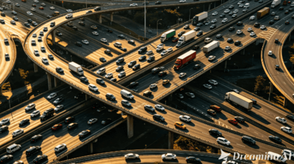 A busy road in miniature