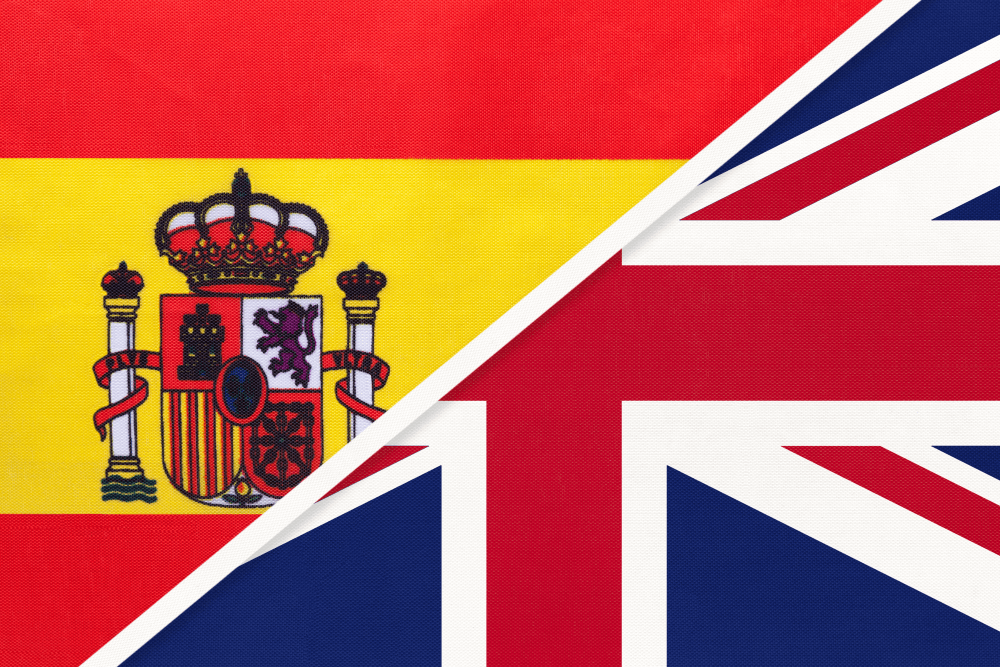 The Spanish and British flags combined diagonally