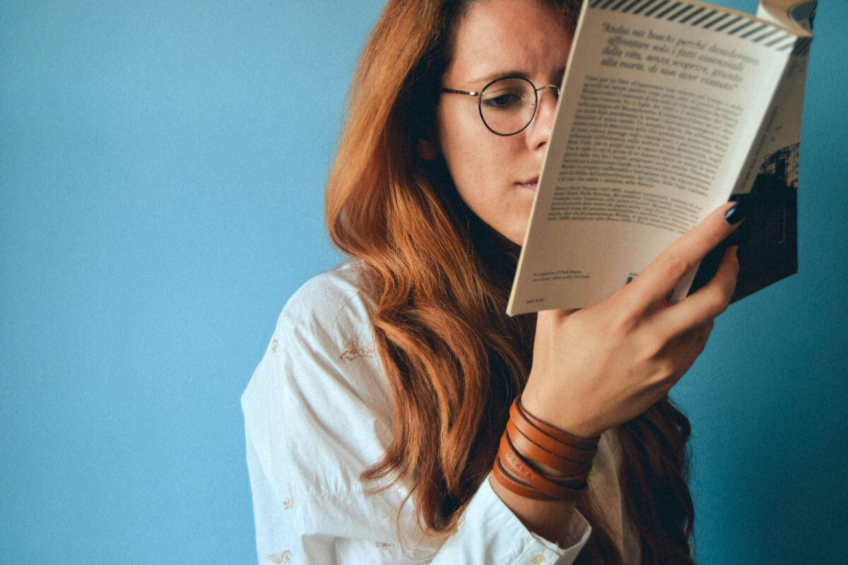 A woman reading a book